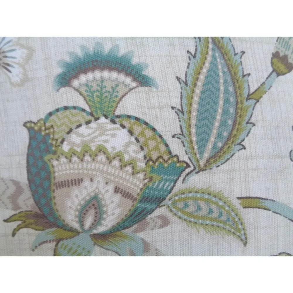 Pier 1 Linen Blue Floral Throw Pillow Flowers Green Leaves 17” Cottage Set of 2